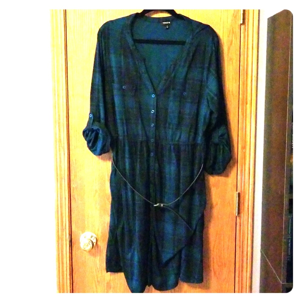 Teal plaid Torrid dress size 2